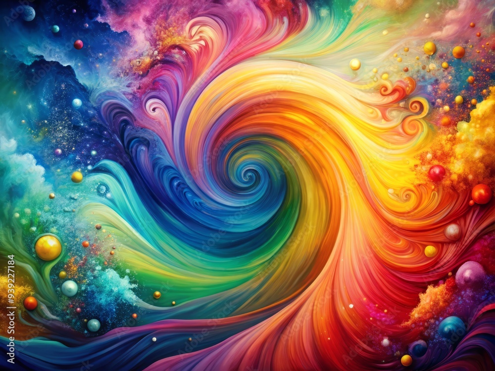 Spectral Embrace: Paint swirls and splatters in a rainbow of colors, embracing the full spectrum and evoking a sense of joy and inclusivity. Spectral Embrace: Paint swirls and splatters in a rainbow of colors, embracing the full spectrum and evoking a sense of joy and inclusivity.