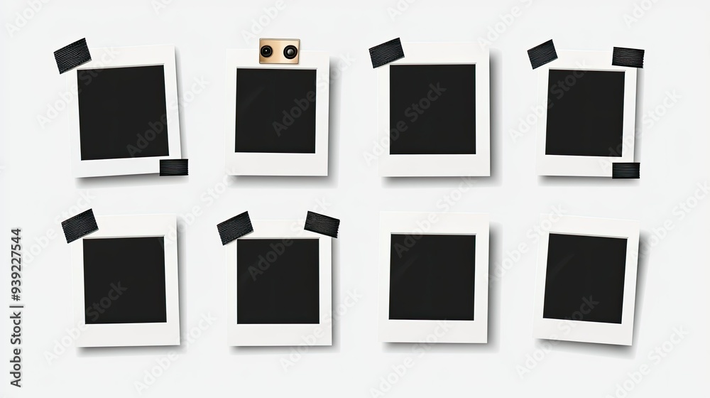 Photo frame collage with tape vector mockup. Album photo template isolated on transparent background. Blank polaroid memory image or film snapshot picture design set. Empty realistic postcard snap Photo frame collage with tape vector mockup. Album photo template isolated on transparent background. Blank polaroid memory image or film snapshot picture design set. Empty realistic postcard snap