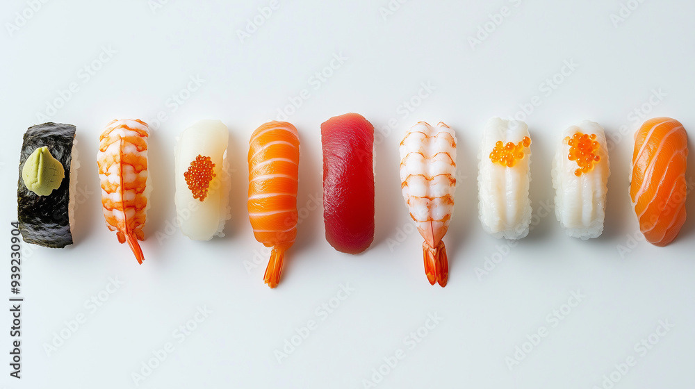 a meticulously arranged sushi platter in a minimalist Japanese setting and serve with tradition Japanese food a meticulously arranged sushi platter in a minimalist Japanese setting and serve with tradition Japanese food