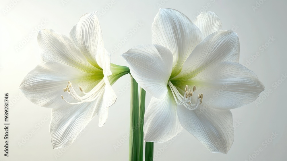 Pure White Amaryllis flower isolated on white 3d background Pure White Amaryllis flower isolated on white 3d background