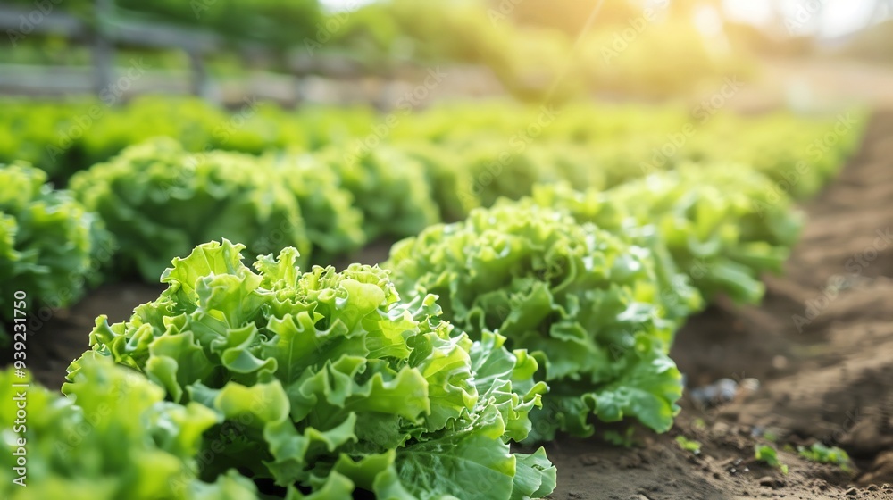 Close-Up of Fresh Lettuce in a Sunny Garden Close-Up of Fresh Lettuce in a Sunny Garden