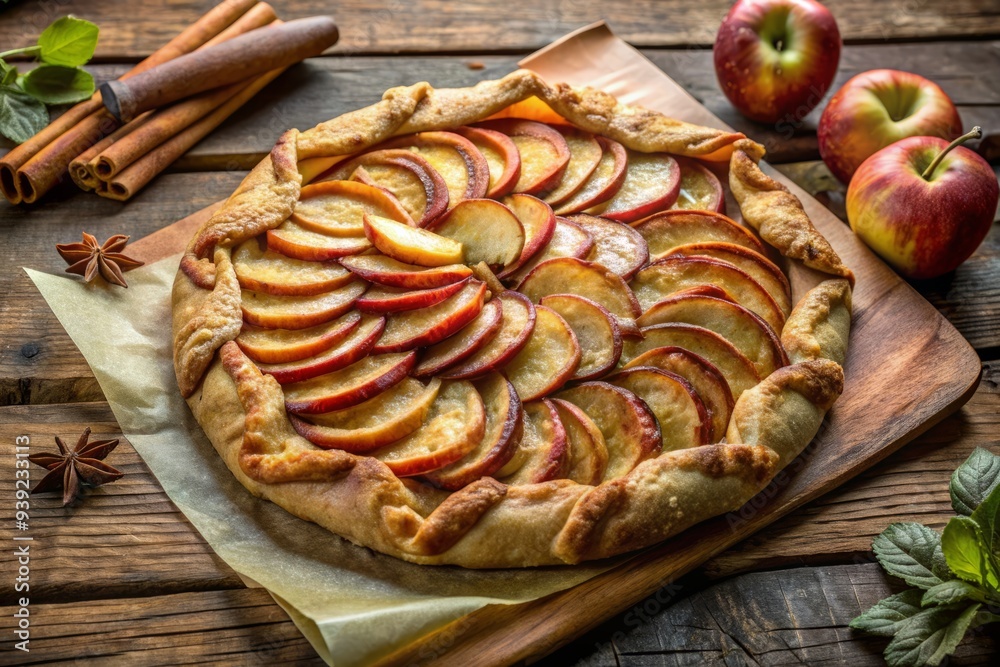 Textured Apple Galette Wonder: Rough, rustic, earthy tones, irregular shapes Textured Apple Galette Wonder: Rough, rustic, earthy tones, irregular shapes