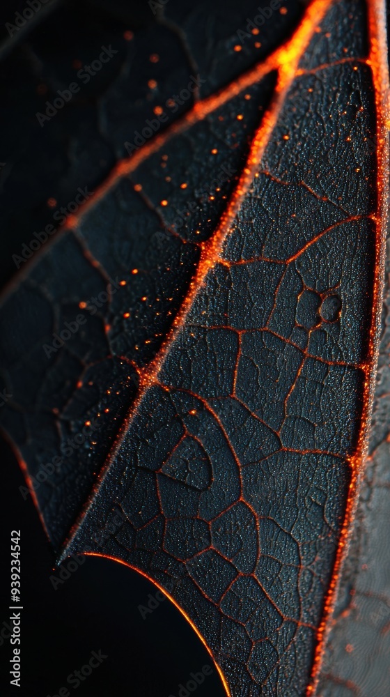 Close-up of a Bat's Wings with Tiny Glowing Veins - Nature Background