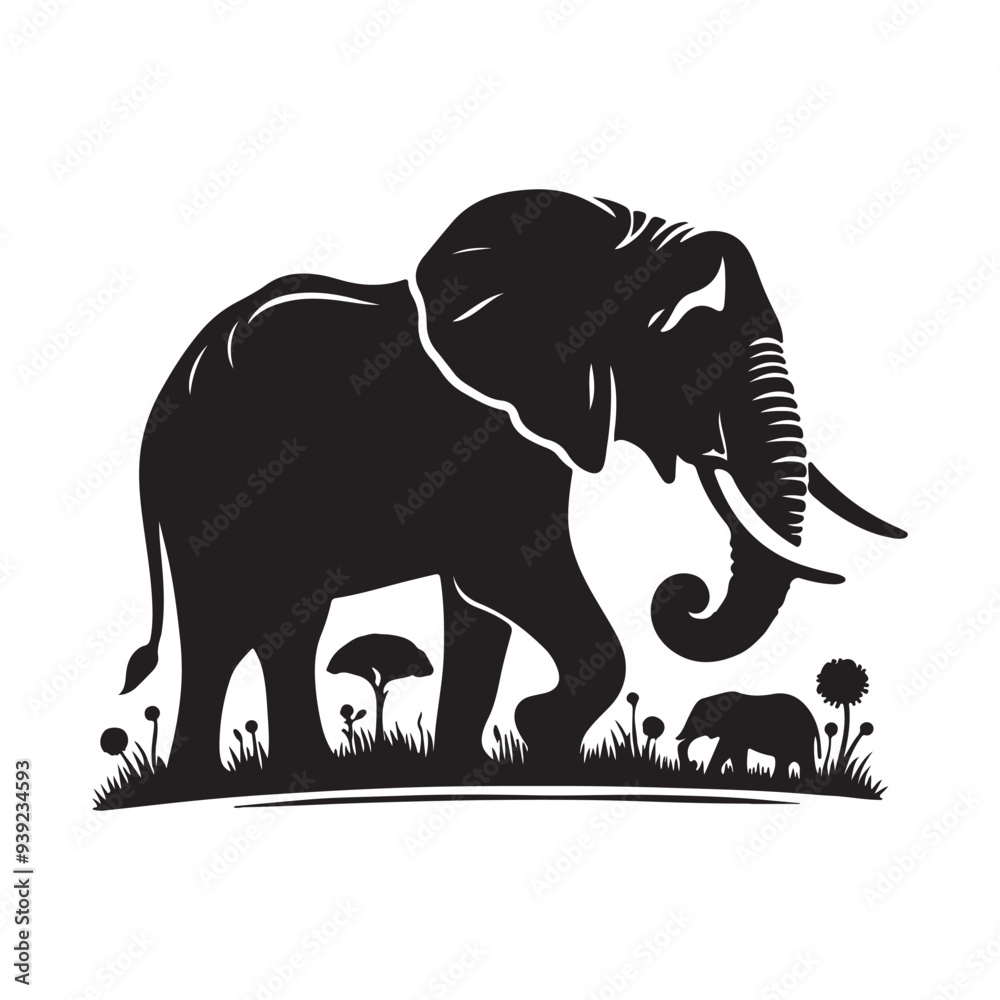 Fototapeta premium elephant silhouette vector