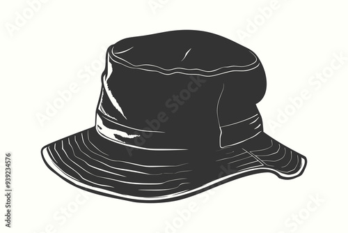 Bucket Hat silhouette vector with white background