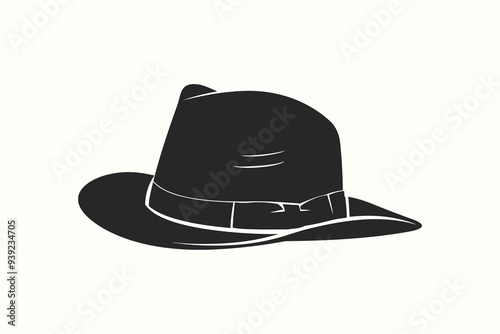 Fedora Hat silhouette vector with white background