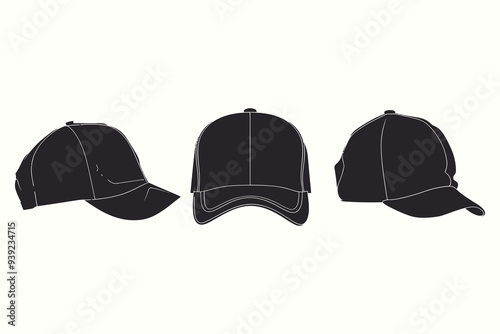 Flat Cap silhouette vector with white background