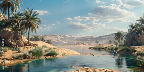 Desert water hole wildlife, Desert oasis animal behavior, Wildlife gathering at desert water source