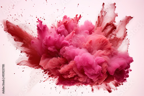 Vibrant Pink Explosion in white Background Captured in Time