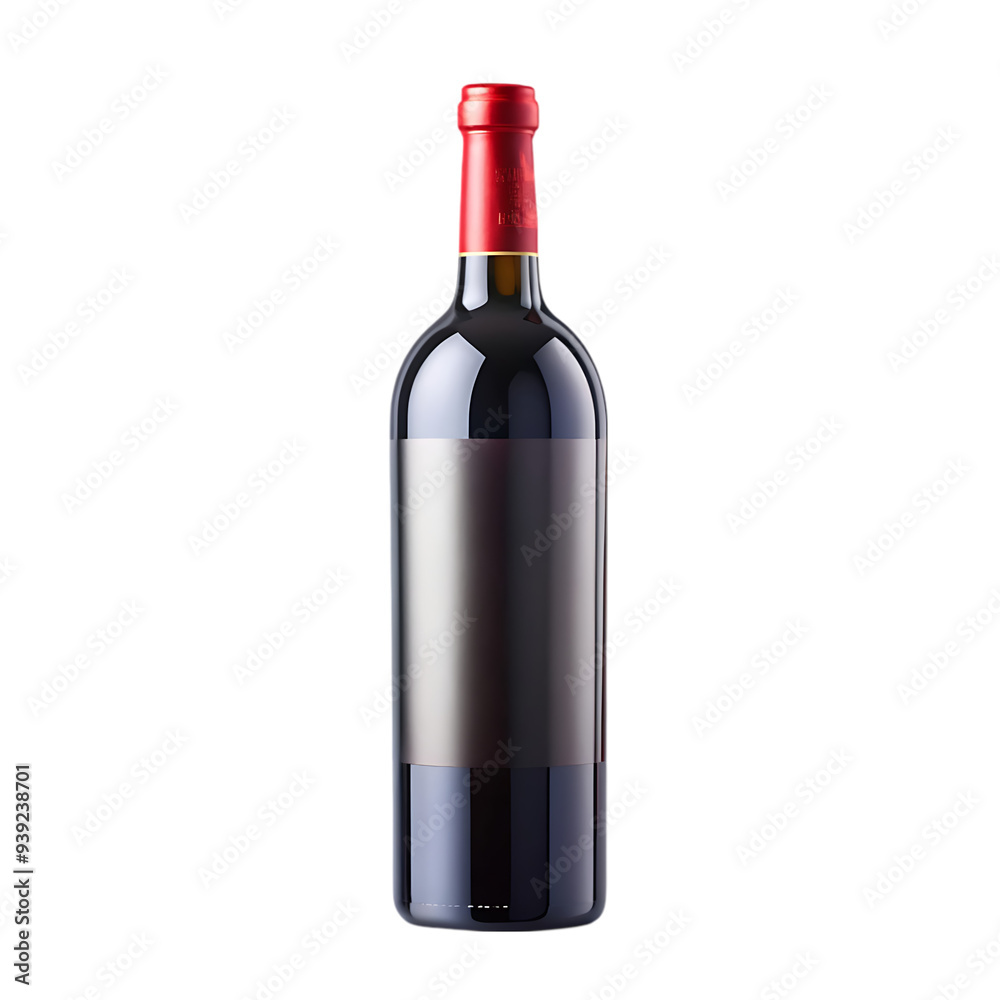 Elegant Dark Wine Bottle with Blank Label and Burgundy Accent for Premium Wine Branding Elegant Dark Wine Bottle with Blank Label and Burgundy Accent for Premium Wine Branding