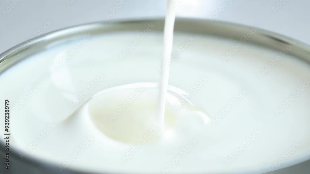 milk is poured into a container in a thin stream, concept: drinks milk is poured into a container in a thin stream, concept: drinks