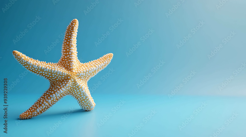 A starfish on a blue background. A starfish on a blue background.