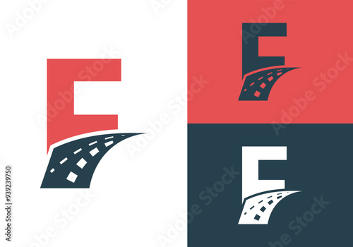 Transport Logo With F Letter Design. Road Sign Logo Vector Template photo