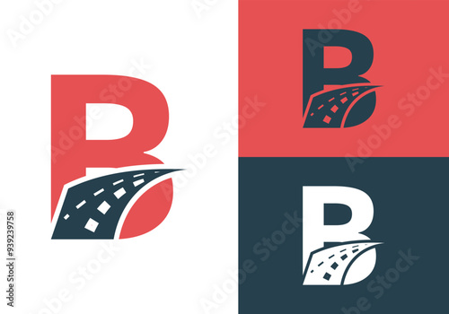 Transport Logo With B Letter Design. Road Sign Logo Vector Template