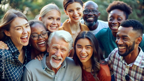 group of friends with positive energy