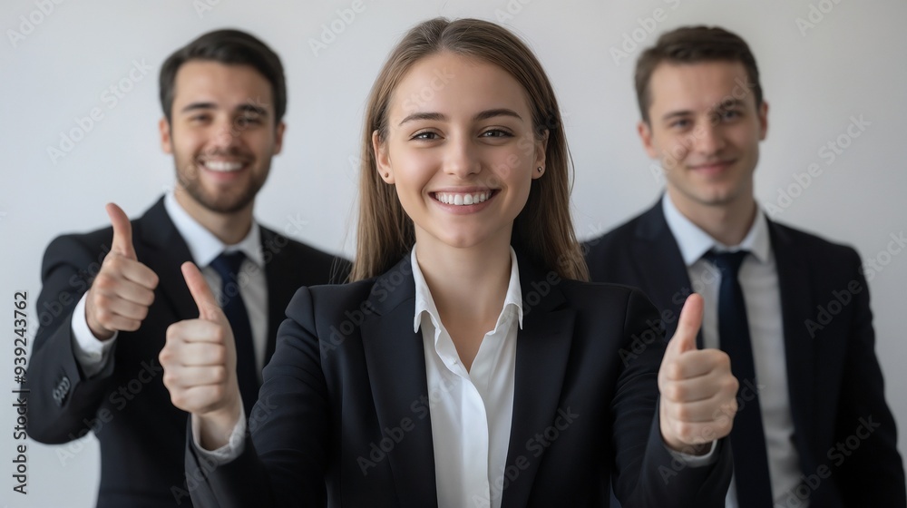 A group of professional business individuals are giving a thumbs up sign A group of professional business individuals are giving a thumbs up sign