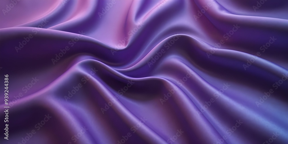 Obraz premium Fabric wallpaper with a 3D relief wavy surface. Purple and blue gradient.