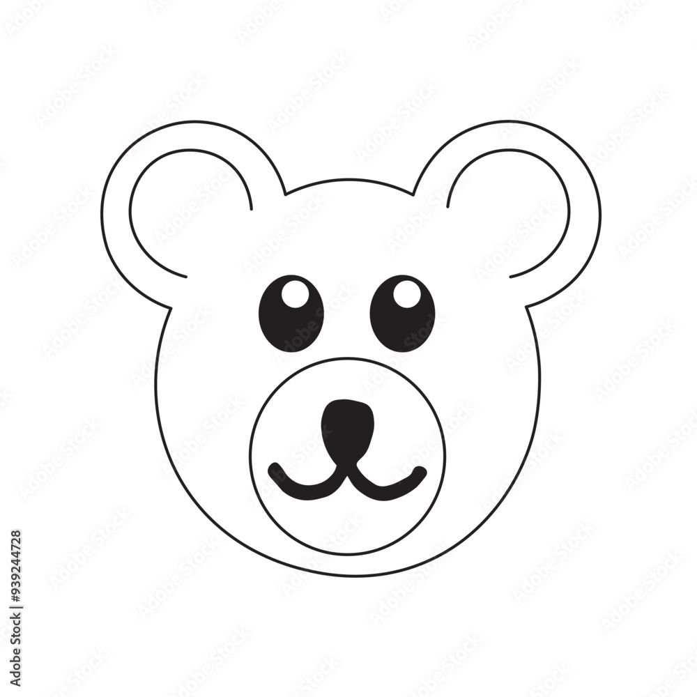 Fototapeta premium panda bear cartoon. Outline Animal Face Drawing Easy. Vector icon.