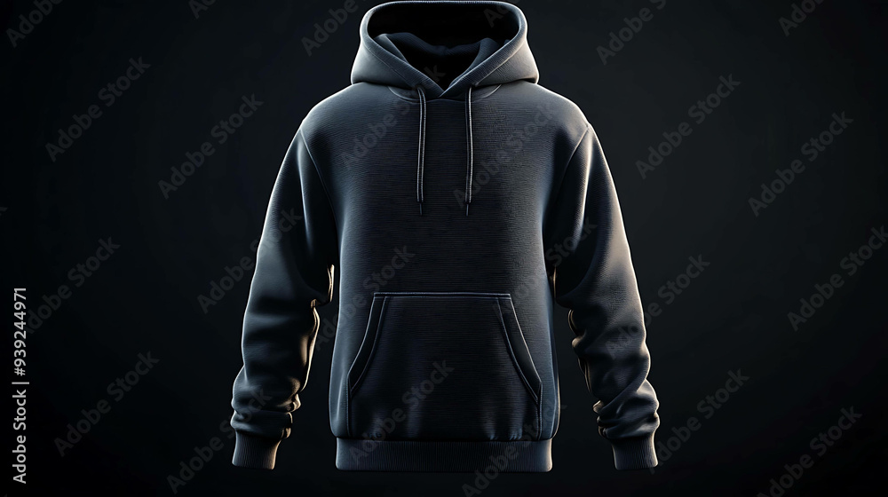 A black hoodie on a dark background.