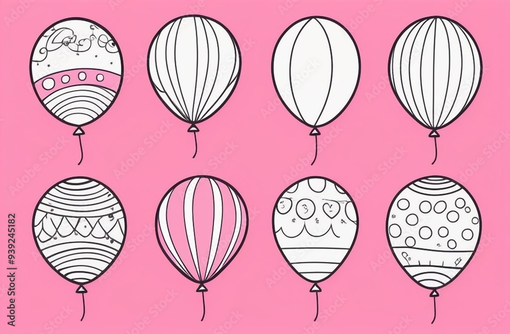 illustration of balls on a pink background, outlines, contours, coloring, organizing holidays, fun, joy, blue and pink, gender party illustration of balls on a pink background, outlines, contours, coloring, organizing holidays, fun, joy, blue and pink, gender party