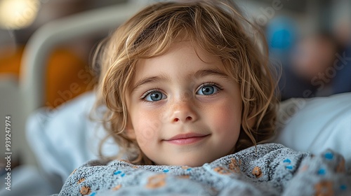 A child in a hospital bed with visible signs of RSV treatment, such as a nasal cannula and monitoring equipment.