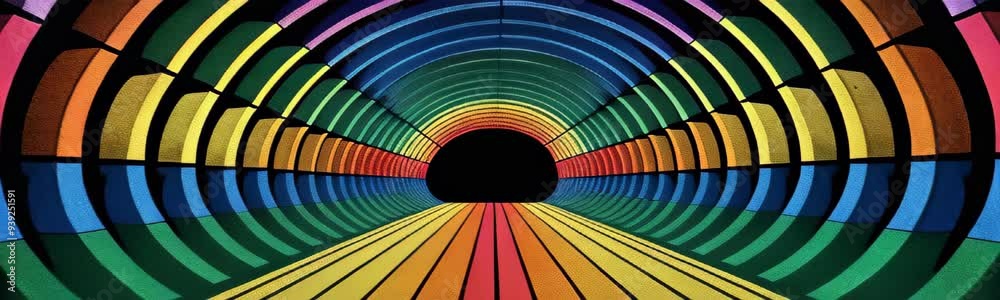 custom made wallpaper toronto digitalretro dark colorful background with rainbow road and cosmic gates, pop art, grainy texture, 4k animation cartoon footage