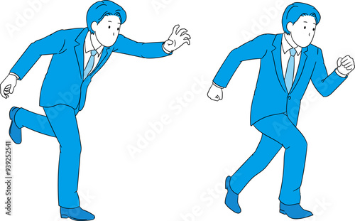 Businessperson chasing and running away (male) illustration