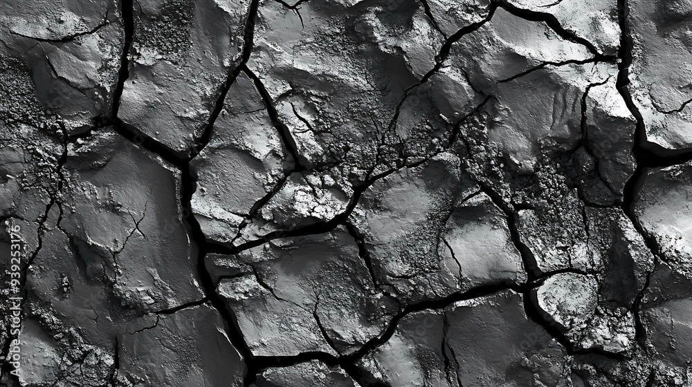 Close-up shot of cracked black earth. Close-up shot of cracked black earth.