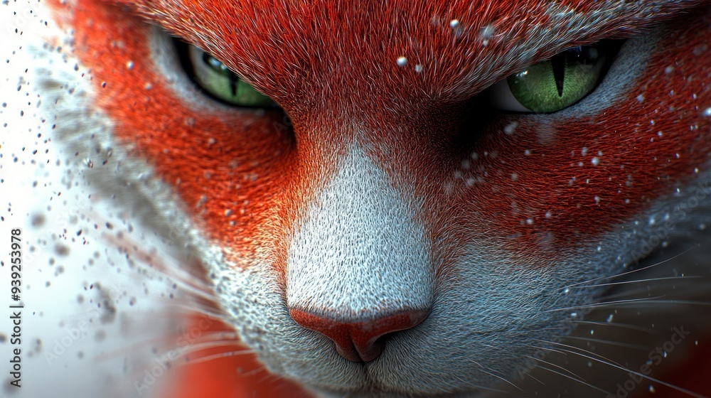 An intense gaze captivates, revealing the intricate patterns of the vibrant feline's fur An intense gaze captivates, revealing the intricate patterns of the vibrant feline's fur