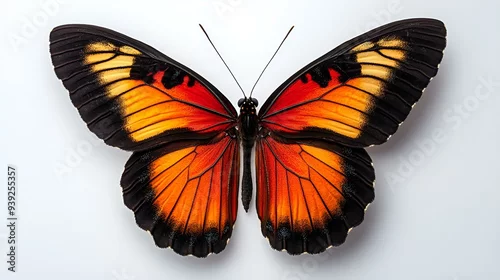 Obraz Black admiral butterfly resting on a dark backdrop