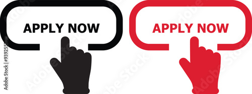 Apply now icon. flat style. Finger cursor vector. Click button business. Apply now concept flat style