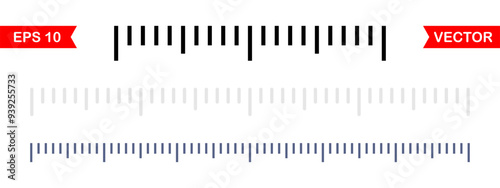 Ruler marking template vector illustration. Horizontal measure unit indicator icon. Centimeter or inch straight gradation metric. Length measurement ruler graph. Line geometric equipment.