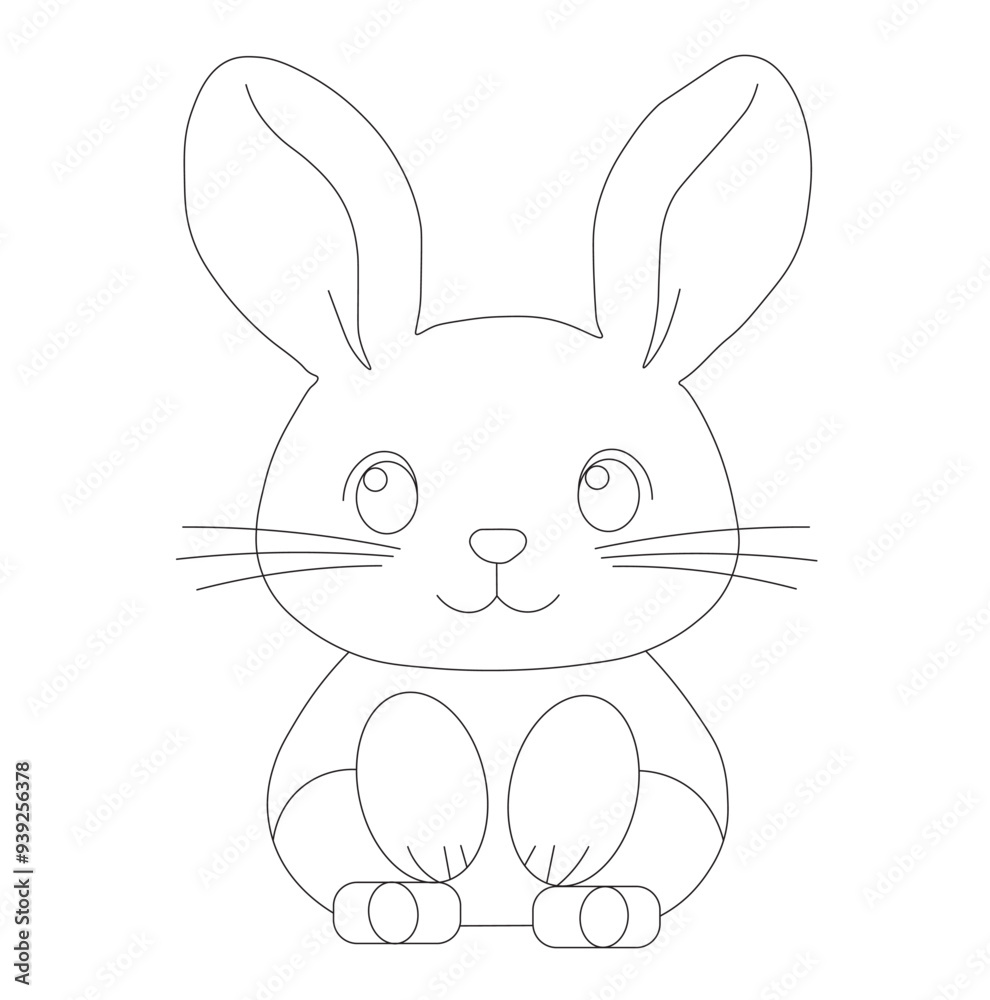 Fototapeta premium rabbit icon. Easy Rabbit Outline Art Image in vector design. Easy Rabbit Drawing Vector Outline Icon. 