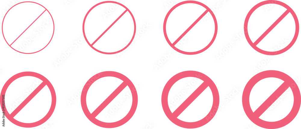 forbidden no parking icon set. road street signs. Simple prohibition signs, minimal geometric design, red circles with diagonal lines, repeating pattern forbidden no parking icon set. road street signs. Simple prohibition signs, minimal geometric design, red circles with diagonal lines, repeating pattern