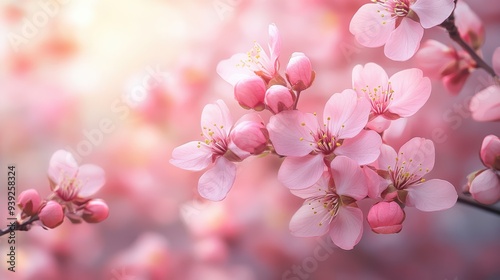 Pink Blossoms with Blurred Background.