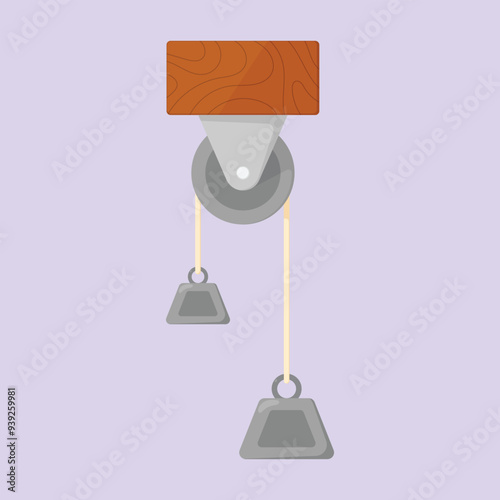 Free body physics vector. weights with rope and pulley experiment. physics string tension force 