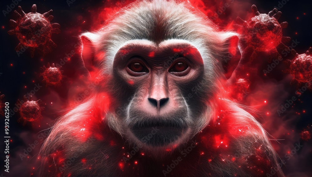 Monkey and Virus, Monkeypox Mpox Concept Monkey and Virus, Monkeypox Mpox Concept