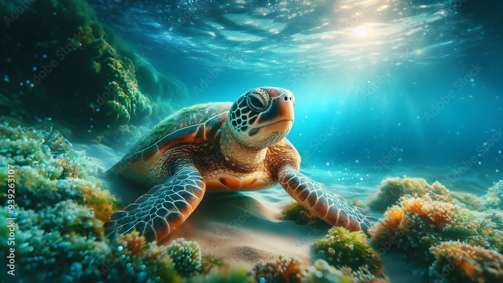 Obraz premium Sea turtle in beach