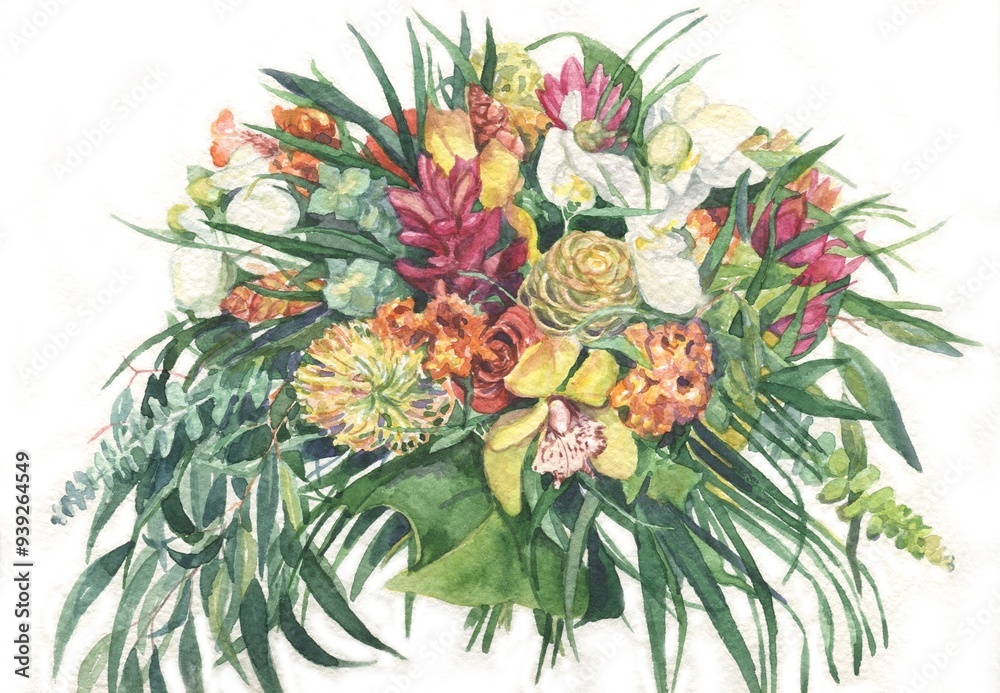 Obraz premium flowers watercolor painting wedding bouquet
