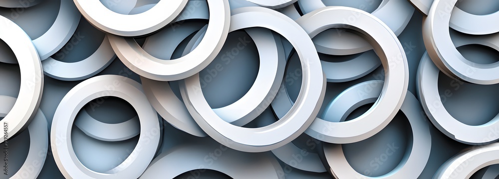 11. Artistic 3D render of overlapping geometric patterns with a smooth circle ceramic texture 11. Artistic 3D render of overlapping geometric patterns with a smooth circle ceramic texture