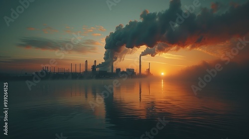 Dark Smoke Billowing from Factory Chimney