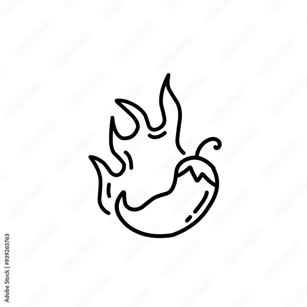 hand drawn hot chili fire hand drawn hot chili fire