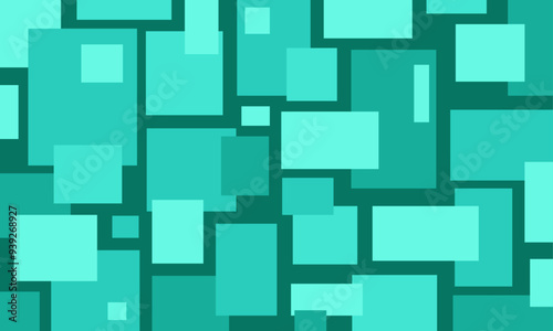Abstract Teal and Green Square Pattern