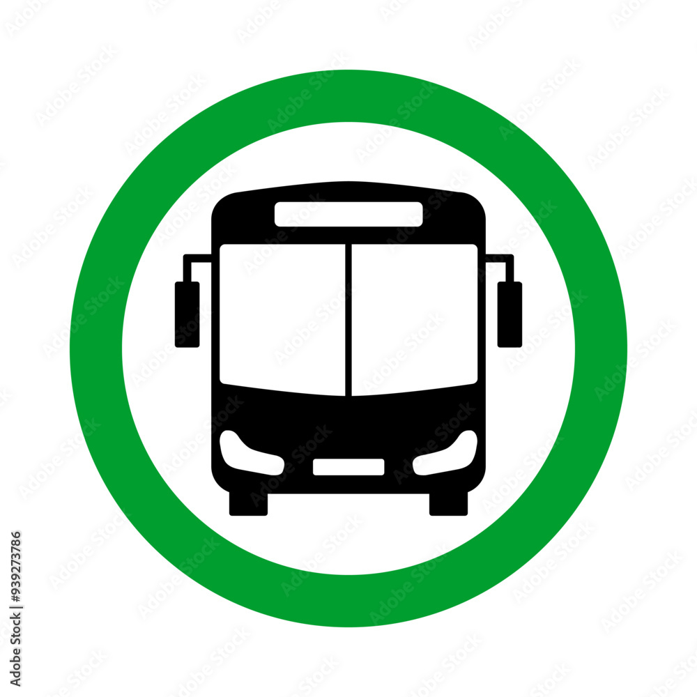 bus allowed, silhouette in green circle pictogram, round vector icon bus allowed, silhouette in green circle pictogram, round vector icon