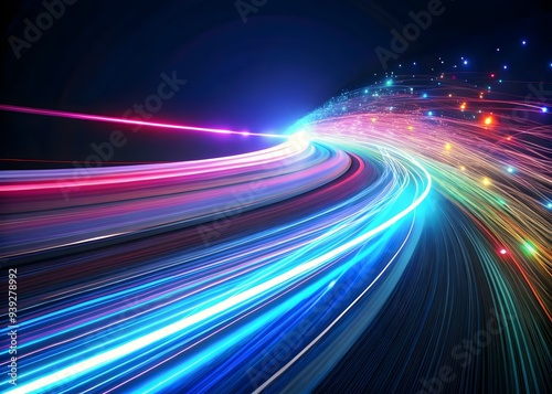 Vibrant Light Trails Dynamic Motion Night Background Colorful Effects