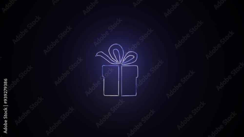 Gift box icon animation with a neon saber effect