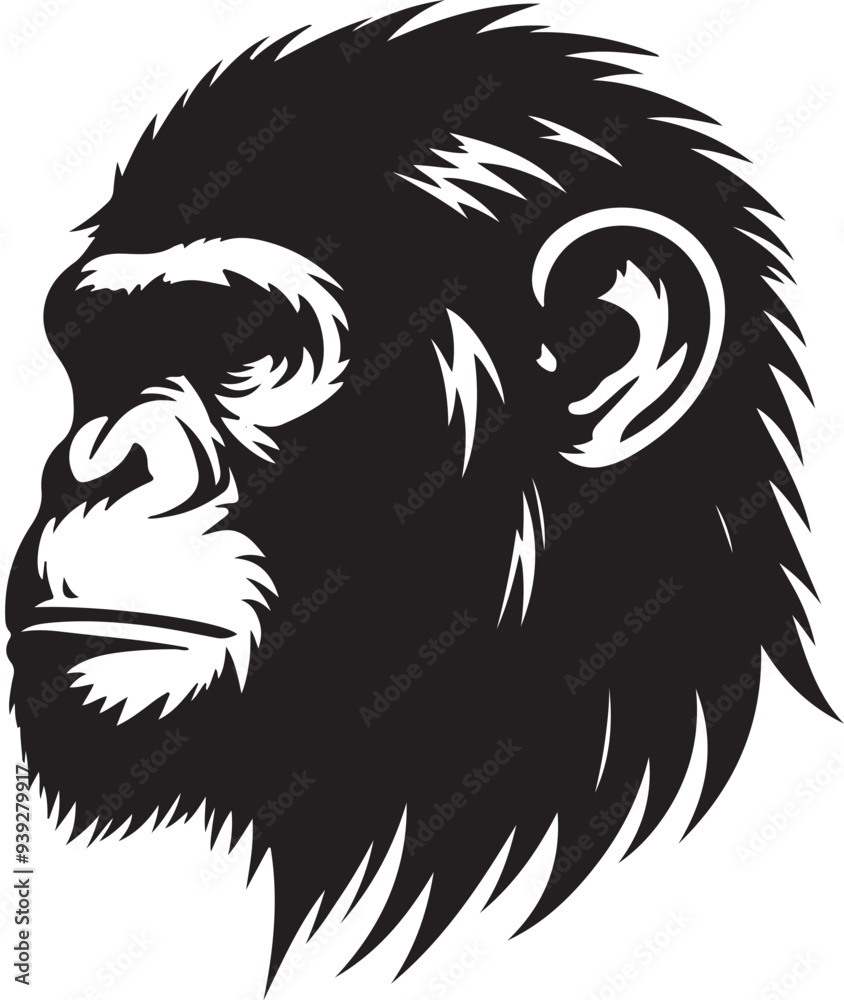 Fototapeta premium Chimpanzee silhouette vector style with White Backgroumd