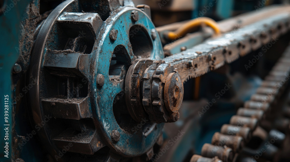 Close-up of a rusty industrial gear mechanism with detailed textures Close-up of a rusty industrial gear mechanism with detailed textures