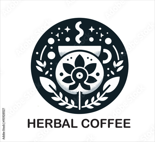 Sip nature's blend: Herbal coffee logos unite earthy flavors and botanical beauty in harmonious circular designs.