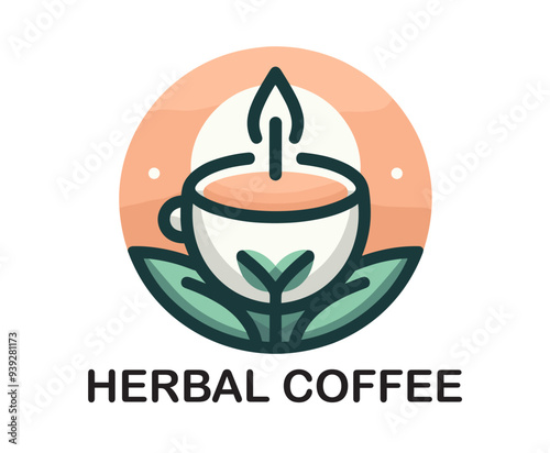 Sip nature's blend: Herbal coffee logos unite earthy flavors and botanical beauty in harmonious circular designs.